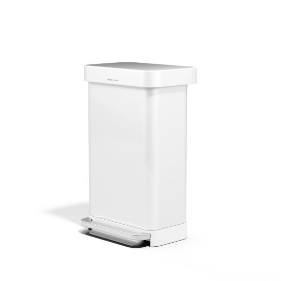 Pedal trash can, rectangular, 45 L, White - simplehuman