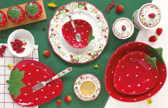 Fırın eldiveni ve 2 tencere tutacağı seti, "Jardin des Fraises" - Easy Life