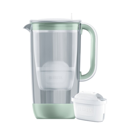 Jubilejas izdevuma 60 gadu ūdens filtrēšanas krūze, izgatavota no stikla, BRITA MAXTRA (gaiši zaļa), komplektā 1 Pure Performance filtrs