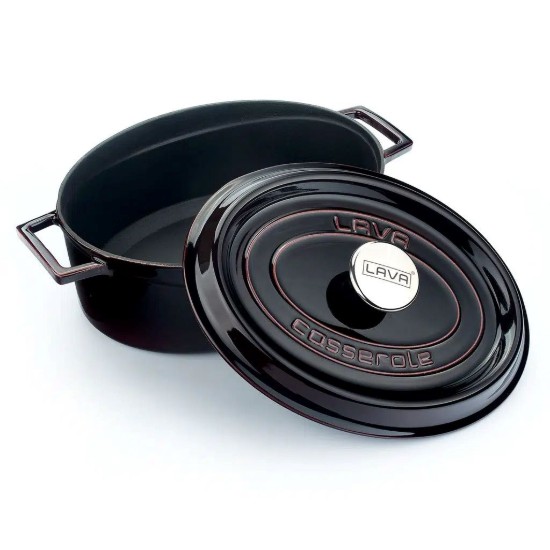 Ovaler Stieltopf aus Gusseisen, 29 cm, "Premium", rot - LAVA