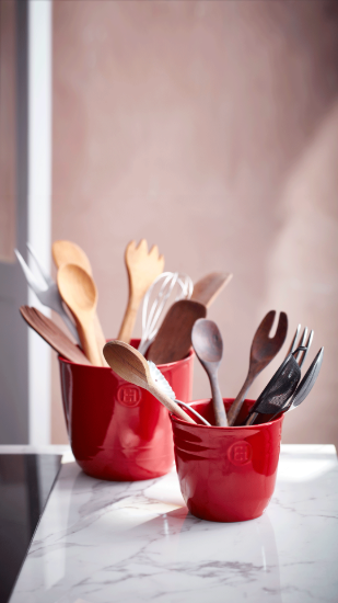 Kitchen utensil holder, ceramics, 13 x 12 cm, Burgundy - Emile Henry