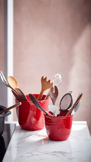 Kitchen utensil holder, ceramics, 13 x 12 cm, Burgundy - Emile Henry