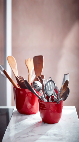 Kitchen utensil holder, ceramics, 13 x 12 cm, Burgundy - Emile Henry