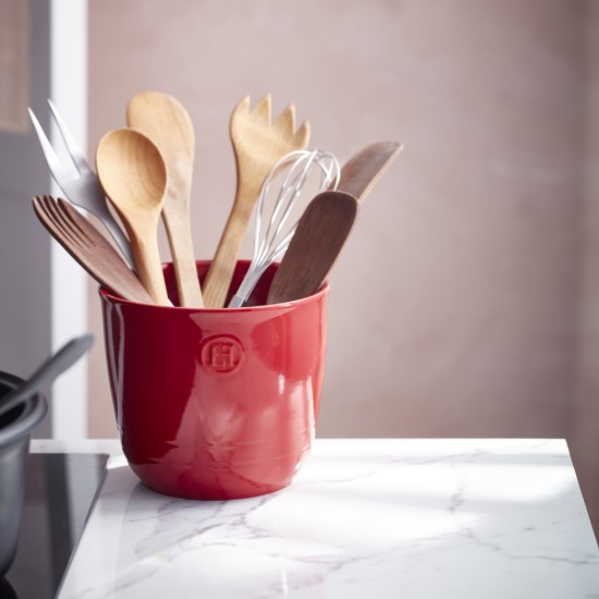 Kitchen utensil holder, ceramics, 17 x 16.5 cm, Burgundy - Emile Henry