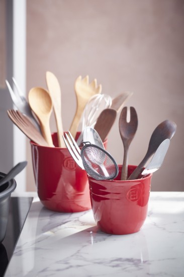 Kitchen utensil holder, ceramics, 17 x 16.5 cm, Burgundy - Emile Henry