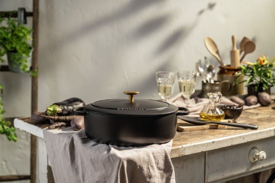 Cacerola ovalada Cocotte, de hierro fundido, 33 cm / 6 L, "Bellamonte", negra - Ballarini