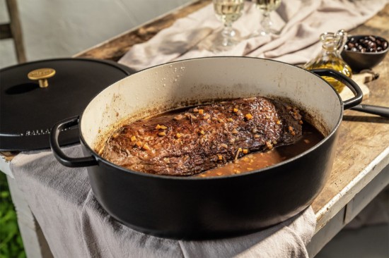 Cacerola ovalada Cocotte, de hierro fundido, 33 cm / 6 L, "Bellamonte", negra - Ballarini