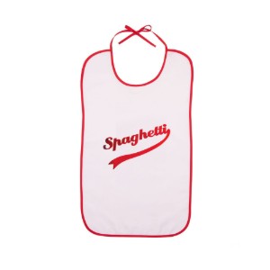 Bib do dhaoine fásta, 44 x 73 cm, "Spaghetti", White - Tiseco