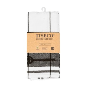 Set van 3 keukendoeken, katoen, 50 x 70 cm, "Pharao", zwart - Tiseco