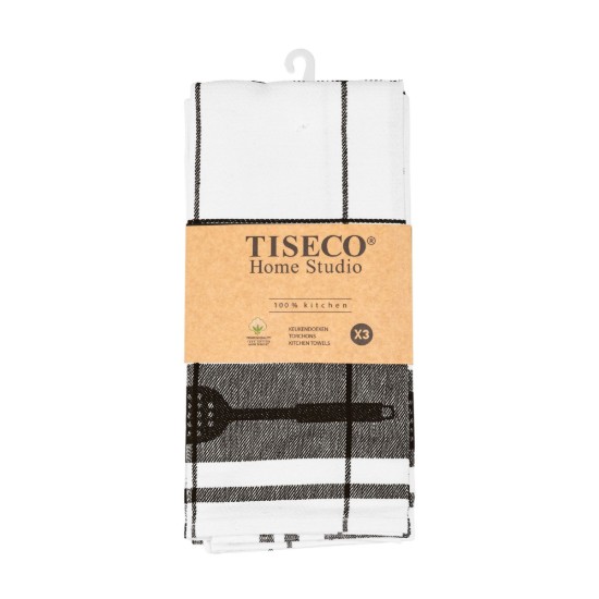 Set van 3 keukendoeken, katoen, 50 x 70 cm, "Pharao", zwart - Tiseco