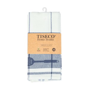 Set van 3 keukendoeken, katoen, 50 x 70 cm, "Pharao", donkerblauw - Tiseco