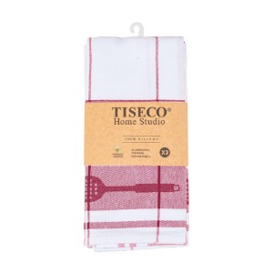Set van 3 keukendoeken, katoen, 50 x 70 cm, "Pharao", rood - Tiseco