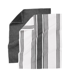 Socraigh de 4 tuáillí cistine, cadás, 50 x 70 cm "Combo", Dubh - Tiseco