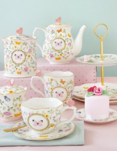 Suporte para bolos de 2 andares, porcelana, 16/21 cm, "Dancing Butterflies" - Easy Life