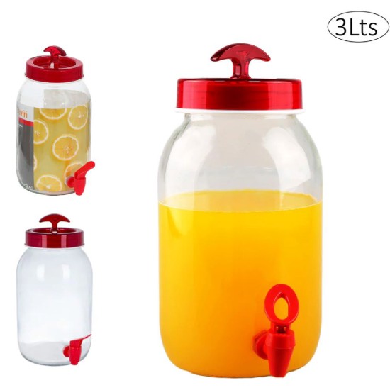 Musluklu, camdan yapılmış içecek dağıtıcısı, 3 L - Anilar