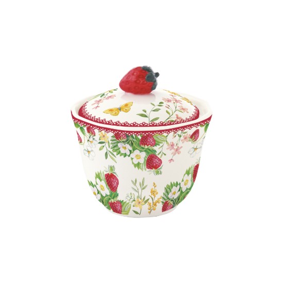 Skutella taz-zokkor, b'għatu, porċellana, 200ml, "Jardin des Fraises" - Easy Life