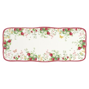 Platt tas-servizz, magħmul mill-porċellana, 36 x 15 ċm, "Jardin des Fraises" - Easy Life
