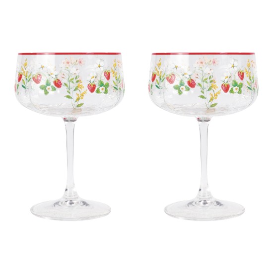 Sada 2 pohárov na šampanské, 250 ml, vyrobená zo skla, „Jardin des Fraises“ - Easy Life