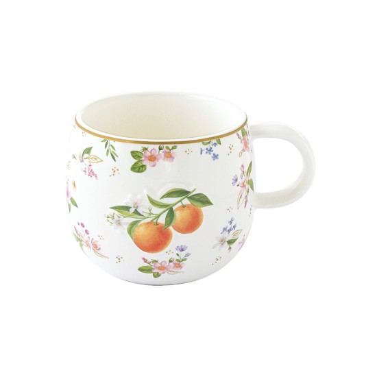 Caneca de porcelana, 400ml, com desenho em relevo, "Fancy Fruit" - Easy Life