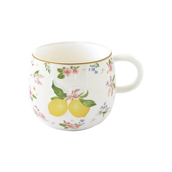 Caneca de porcelana, 400ml, com desenho em relevo, "Fancy Fruit" - Easy Life