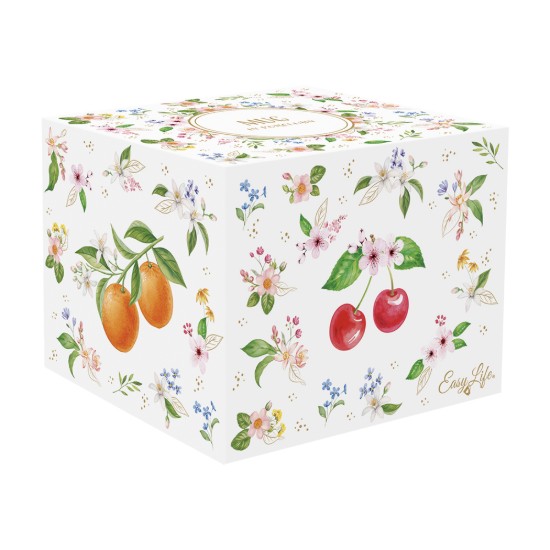 Caneca de porcelana, 400ml, com desenho em relevo, "Fancy Fruit" - Easy Life