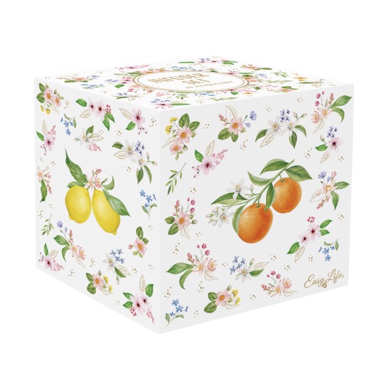 Caneca de porcelana com tampa e infusor de metal, design em relevo, 450ml, "Fancy Fruit" - Easy Life