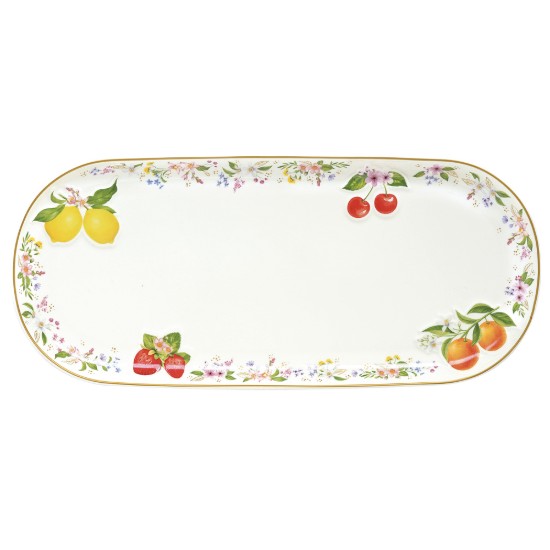 Travessa de porcelana com design em relevo, 34 x 15 cm, "Fancy Fruit" - Easy Life