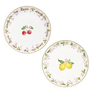 Conjunto de 2 pratos de porcelana com desenho em relevo, 16 cm, "Fancy Fruit" - Easy Life