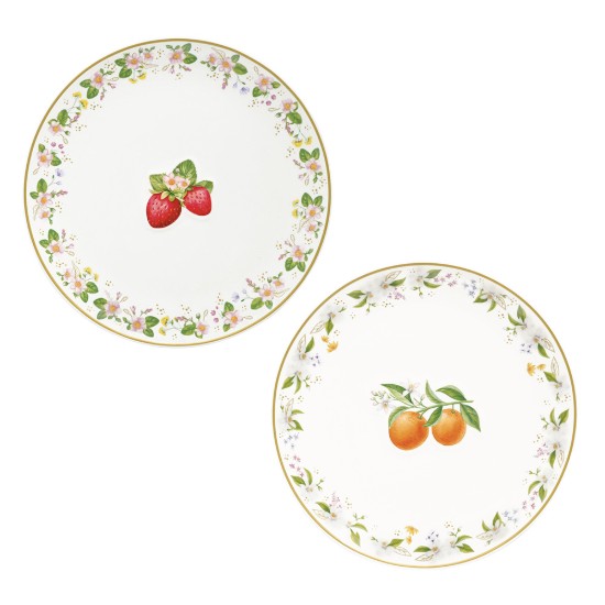 Conjunto de 2 pratos de porcelana com desenho em relevo, 16 cm, "Fancy Fruit" - Easy Life