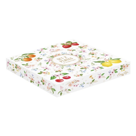 Conjunto de 2 pratos de porcelana com desenho em relevo, 16 cm, "Fancy Fruit" - Easy Life