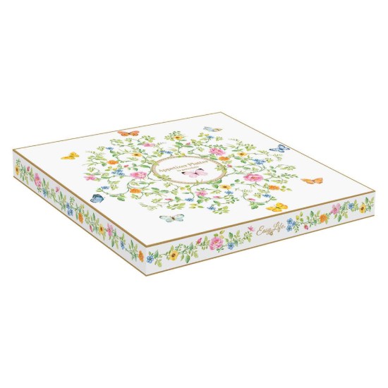 Prato para servir aperitivos, 5 compartimentos, porcelana, 25,5 cm, "Dancing Butterflies" - Easy Life