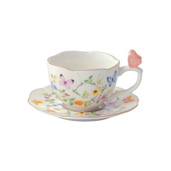 Sæt af 2 kaffekopper med underkopper, porcelæn, 120 ml, "Dancing Butterflies" - Easy Life