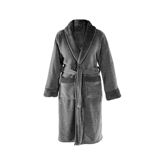 Μπουρνούζι unisex, από σενίλ, Μ120cm, L/XL, "Rocher", Grey - Tiseco