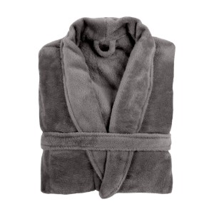Unisex bathrobe, made of microflannel, S/M, "Cosy", Grey - Tiseco