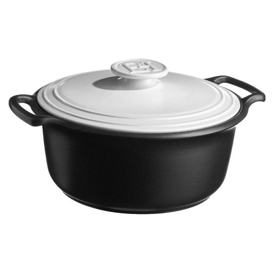 Borma tat-tisjir Cocotte taċ-ċeramika, 33cm/6.5L, "Sublime +", White&Slate - Emile Henry
