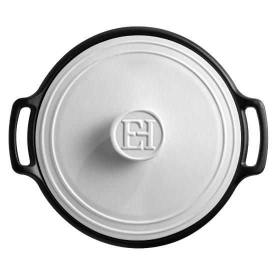 Borma tat-tisjir Cocotte taċ-ċeramika, 33cm/6.5L, "Sublime +", White&Slate - Emile Henry