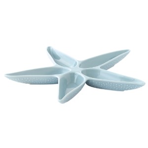 Travessa para servir aperitivos, em forma de estrela-do-mar, porcelana, 37 x 33 cm, "Coquillages Azur" - Easy Life