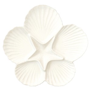 Travessa para servir entradas, com 6 compartimentos, porcelana, 32,5 cm, "Coquillages White" - Easy Life