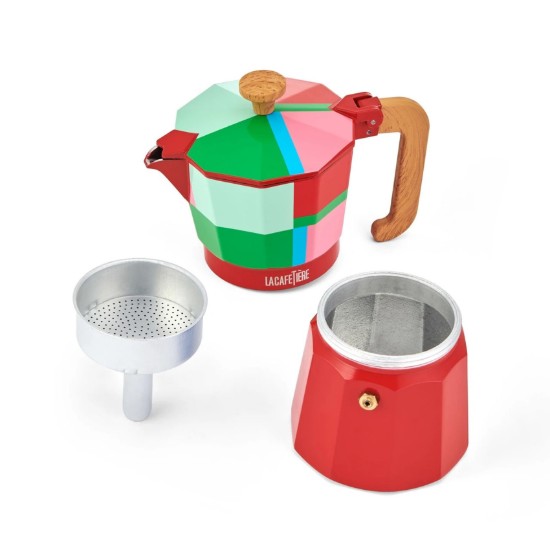 Cafetière expresso, aluminium, 290 ml, "Venice Utopian Lines", rouge - La Cafetiere