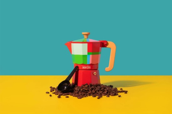 Cafetière expresso, aluminium, 290 ml, "Venice Utopian Lines", rouge - La Cafetiere