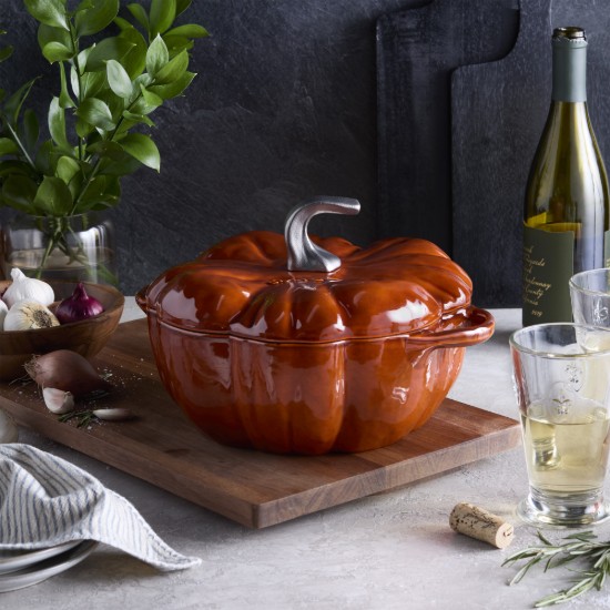 Pumpkin-shaped Cocotte cooking pot, cast iron, 24cm/3.45L, Cinnamon - Staub