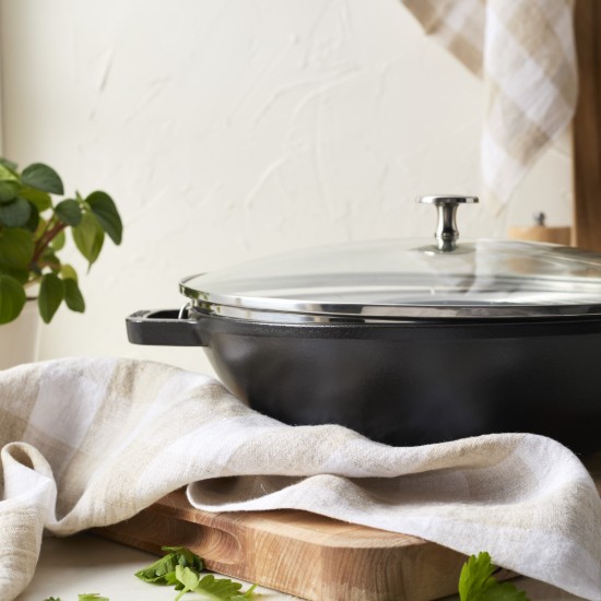 Wok pan, cast iron, 30cm, Black - Staub