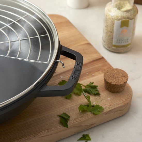 Wok pan, cast iron, 30cm, Black - Staub