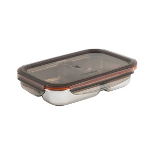 Rectangular compartmentalized food storage container, stainless steel, 1000ml, "To go" - Cuitisan