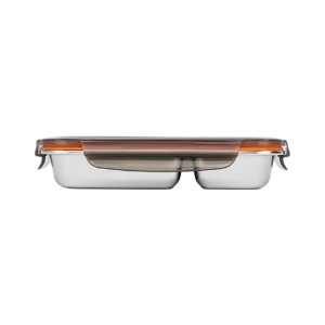 Rectangular compartmentalized food storage container, stainless steel, 1000ml, "To go" - Cuitisan