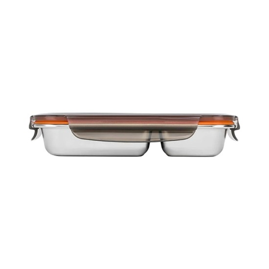 Rectangular compartmentalized food storage container, stainless steel, 1000ml, "To go" - Cuitisan