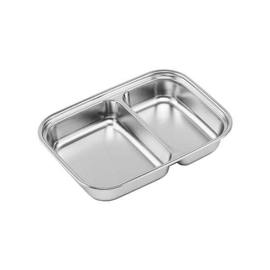 Rectangular compartmentalized food storage container, stainless steel, 1000ml, "To go" - Cuitisan