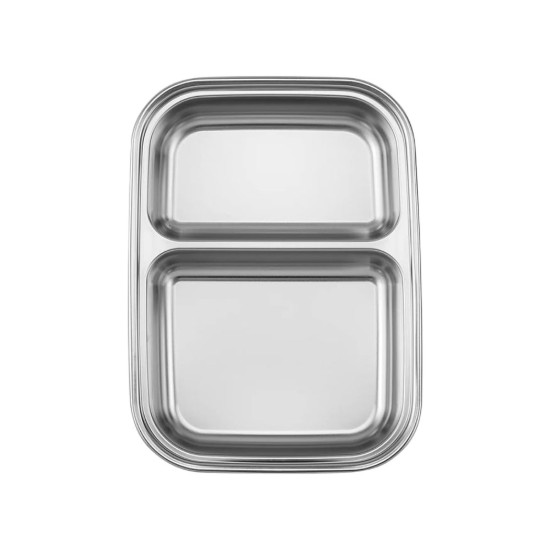 Rectangular compartmentalized food storage container, stainless steel, 1000ml, "To go" - Cuitisan