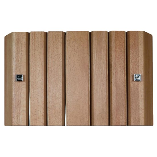 Wall-mounting knife holder, beech wood, with 6 slots - Grunwerg