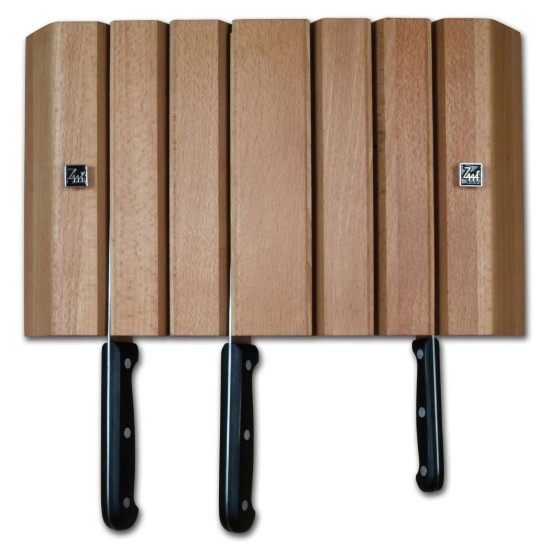 Wall-mounting knife holder, beech wood, with 6 slots - Grunwerg